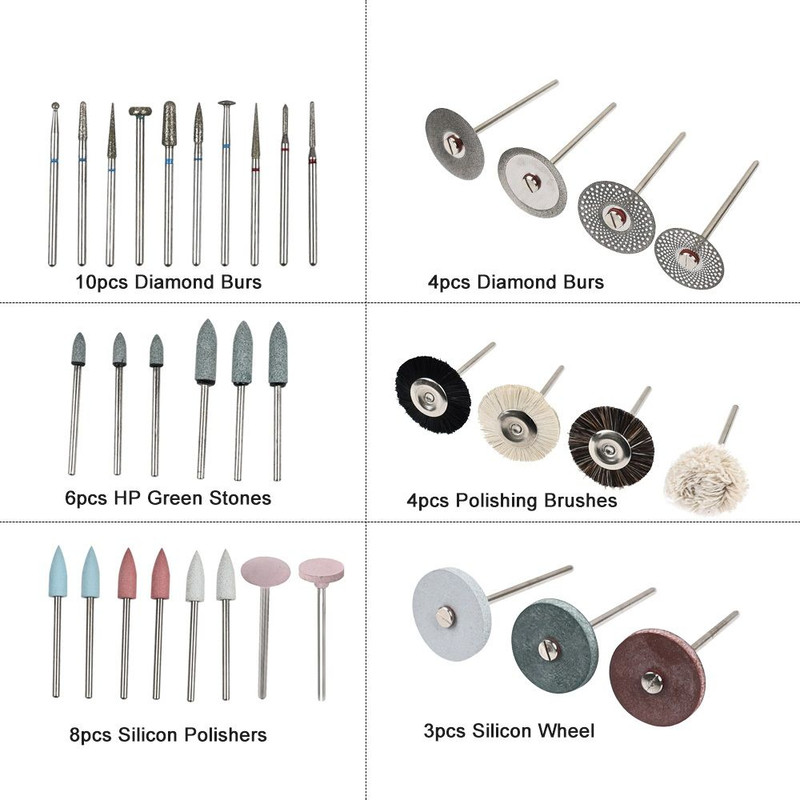 Comprehensive Dental Lab HP Kit 35Piece Polishing Set with Diamond Burs Brushes for Ceramic Po