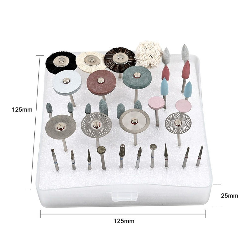 Comprehensive Dental Lab HP Kit 35Piece Polishing Set with Diamond Burs Brushes for Ceramic Po