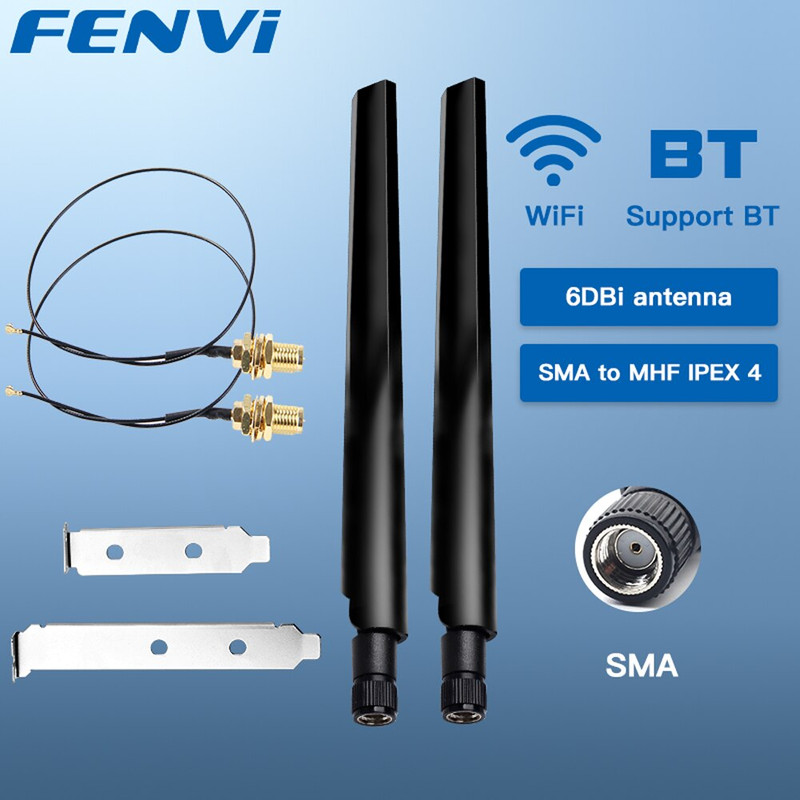 2Pcs X6Dbi Antenna Set for AX210 NGFF M2 WiFi Card Dual Band 245GHz MHF4 Extension Cable RPSMA