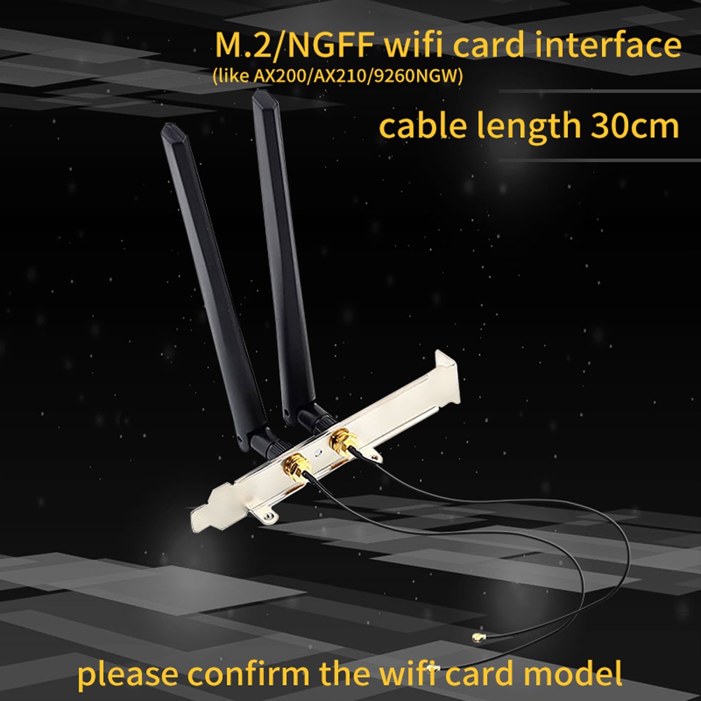 2Pcs X6Dbi Antenna Set for AX210 NGFF M2 WiFi Card Dual Band 245GHz MHF4 Extension Cable RPSMA