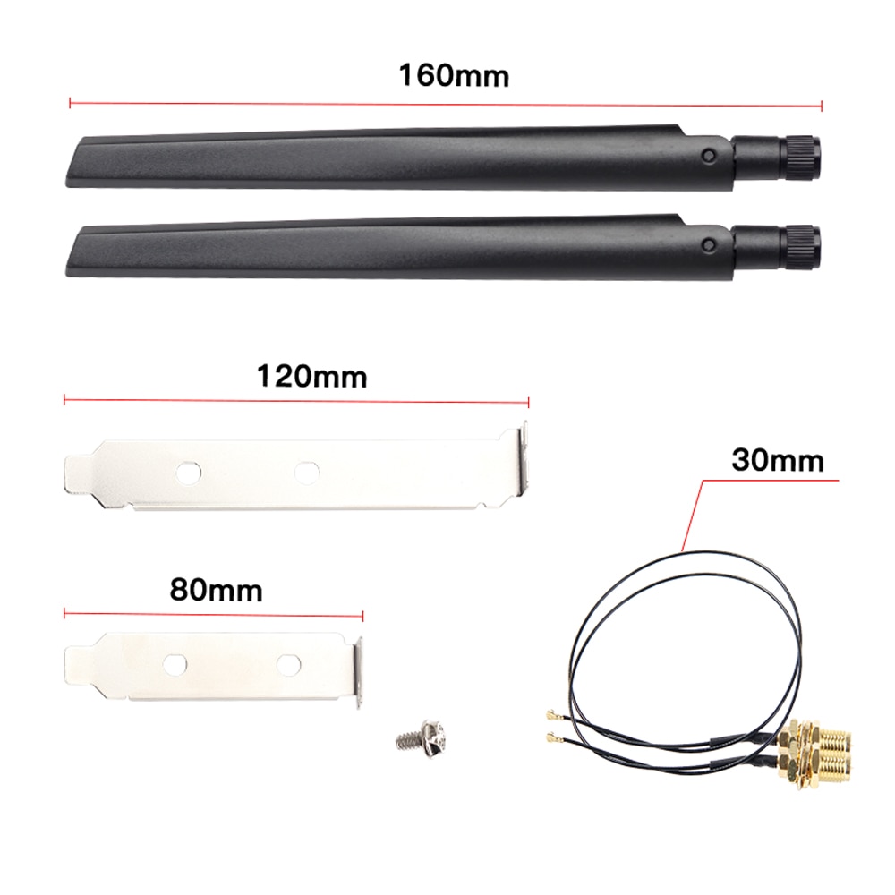 2Pcs X6Dbi Antenna Set for AX210 NGFF M2 WiFi Card Dual Band 245GHz MHF4 Extension Cable RPSMA