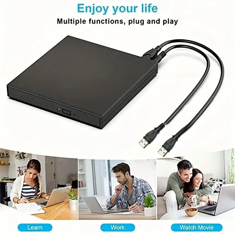 USB 20 External CDRW DVDROM Drive Slim Portable PlugandPlay CD DVD Player for Laptop PC