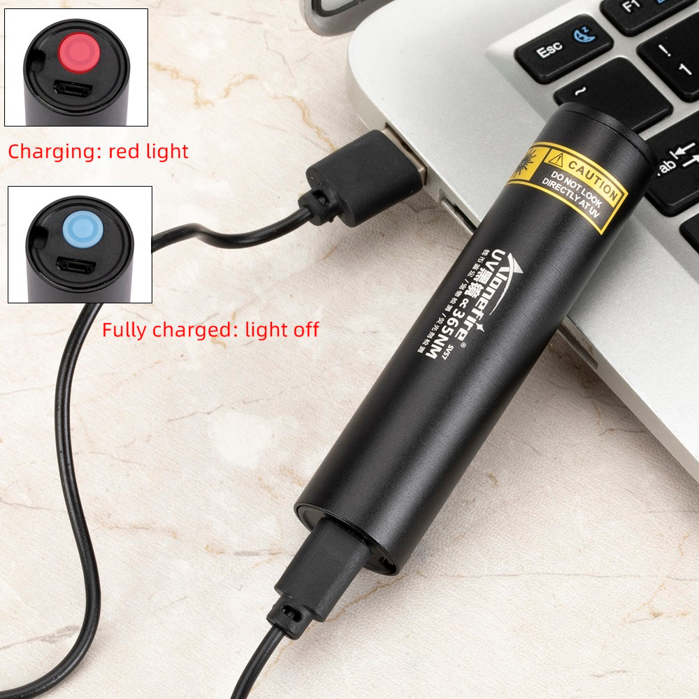 Mini 3W 365nm UV Flashlight Rechargeable Blacklight Torch for Manicures Pet Urine Tinea Scorpion