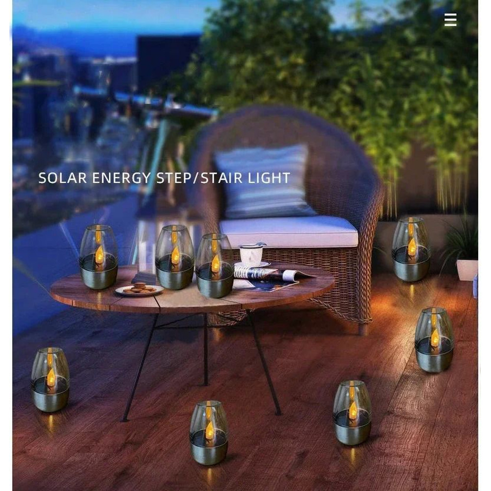 LED Solar Candles Flameless Rechargeable Waterproof Night Lights for Outdoor Garden Wedding Dec