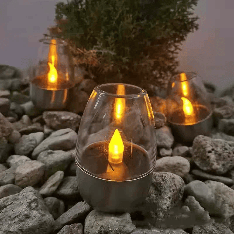 LED Solar Candles Flameless Rechargeable Waterproof Night Lights for Outdoor Garden Wedding Dec