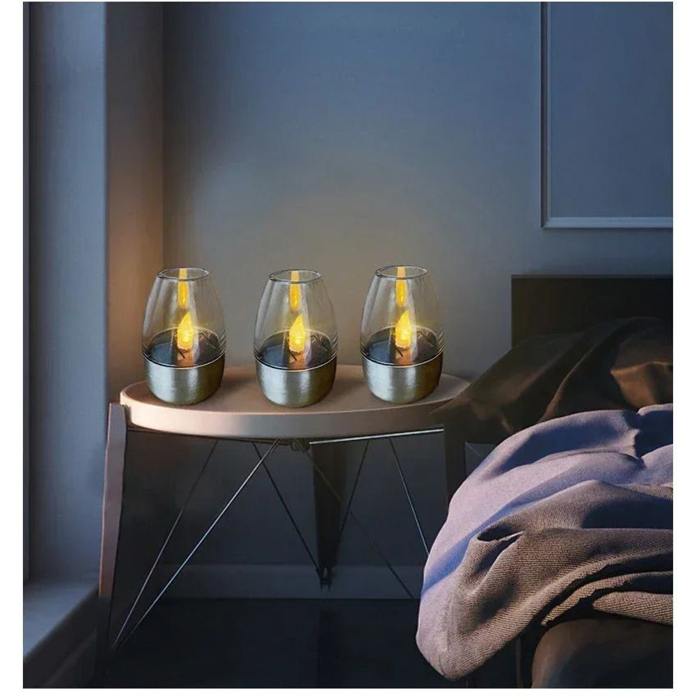 LED Solar Candles Flameless Rechargeable Waterproof Night Lights for Outdoor Garden Wedding Dec