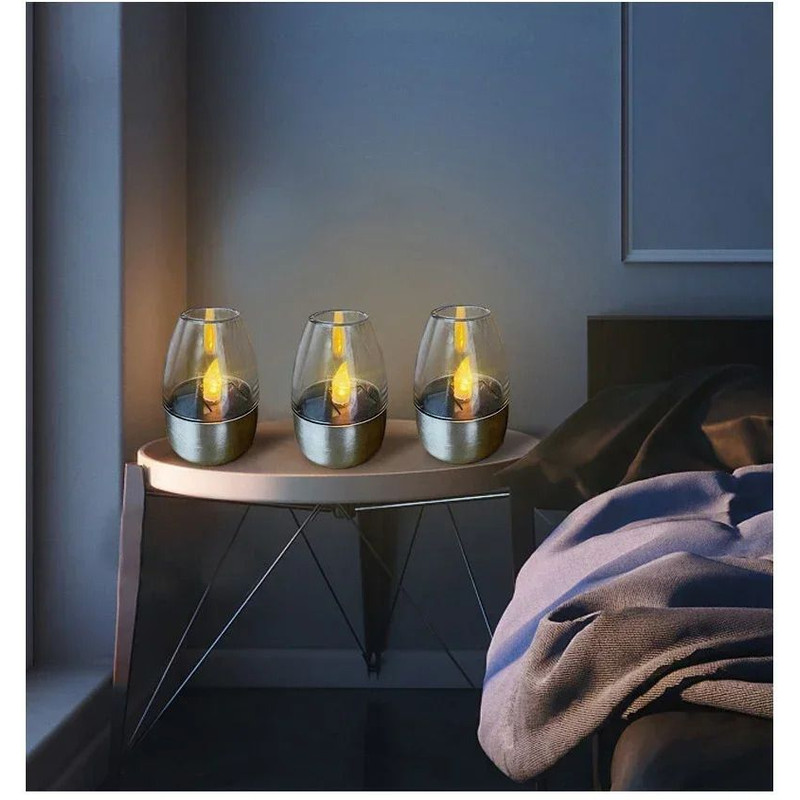 LED Solar Candles Flameless Rechargeable Waterproof Night Lights for Outdoor Garden Wedding Dec