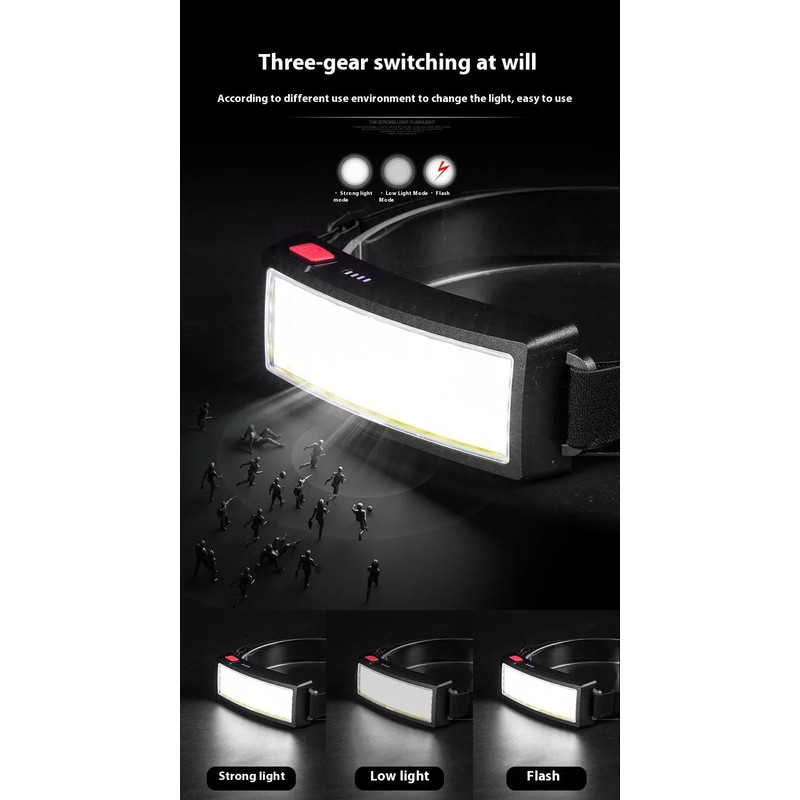 COB LED Rechargeable Headlamp Super Bright 180 Waterproof Head Light for Outdoor Running Camping