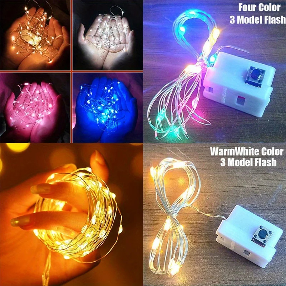 Battery Powered 10 Pack Mini Fairy Lights Waterproof Copper Wire with 3 Speed Modes for Outdoor H