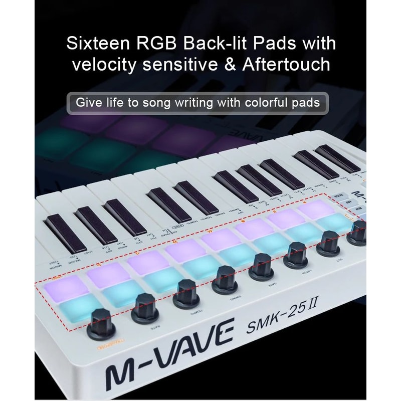 Pad Controller Keyboard USB Key With Drum Pads 8 Knobs Music Production Software Wireless Bluetooth 2