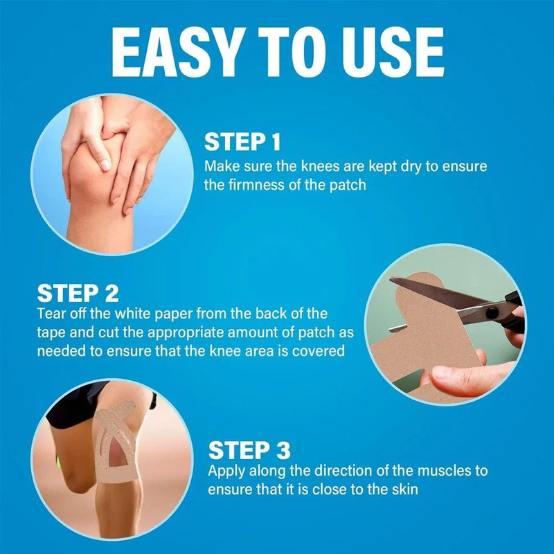 Breathable Kinesiology Knee Tape Waterproof Athletic Support Tape Elastic Knee Tape For RunningWork 3
