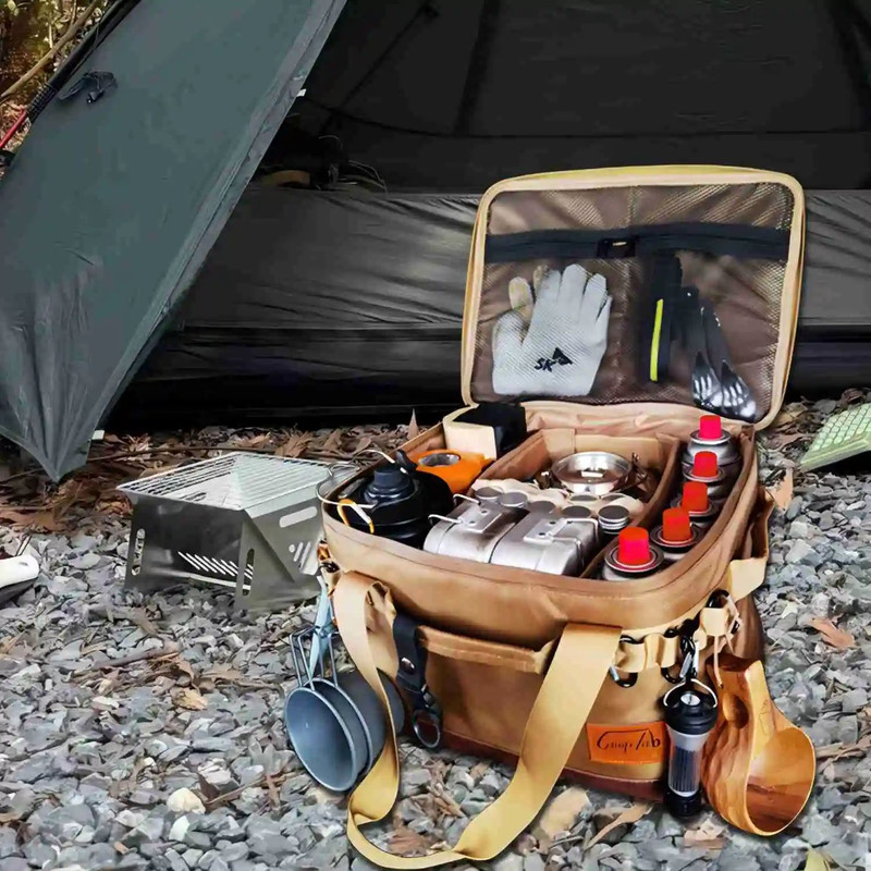 Camping Organizer Bag With Large Capacity MultiFunction Storage For Cookware Hiking Utensils And Ou
