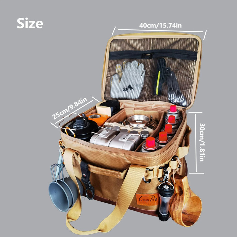 Camping Organizer Bag With Large Capacity MultiFunction Storage For Cookware Hiking Utensils And Ou