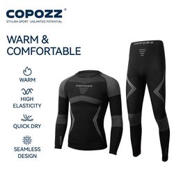 men & women ski thermal underwear sets, quick dry compression tracksuit with tight snowboarding tops & pants for adults
