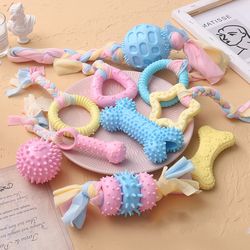 durable dog chew toys for small breeds, tpr knot teething puppy toys for teeth cleaning & boredom relief