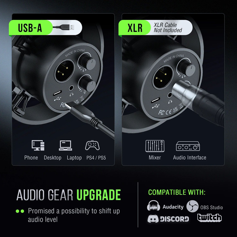 Studio Quality FIFINE K688 MicDual USBXLR Dynamic Microphone With Volume Control Shock Mount For Po 2