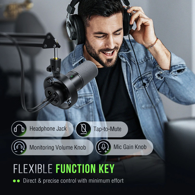 Studio Quality FIFINE K688 MicDual USBXLR Dynamic Microphone With Volume Control Shock Mount For Po 3