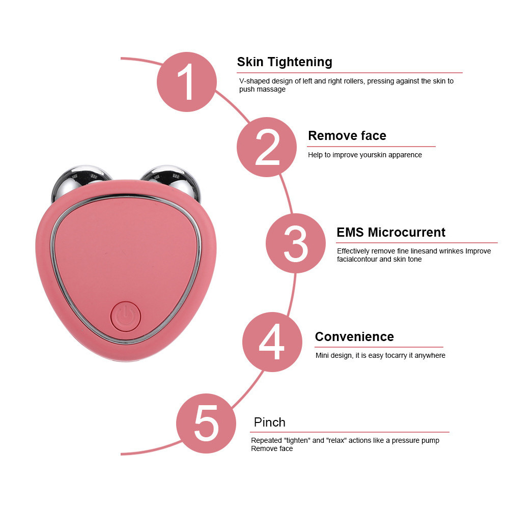 Microcurrent Roller Massager Portable EMS Beauty Device For Facial Lifting Swelling Reduction Skin 4