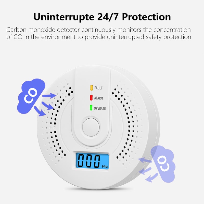 Digital CO Alarm DetectorIndependent Carbon Monoxide Sensor With Loud 85dB Alarm Flash Warning Saf 1