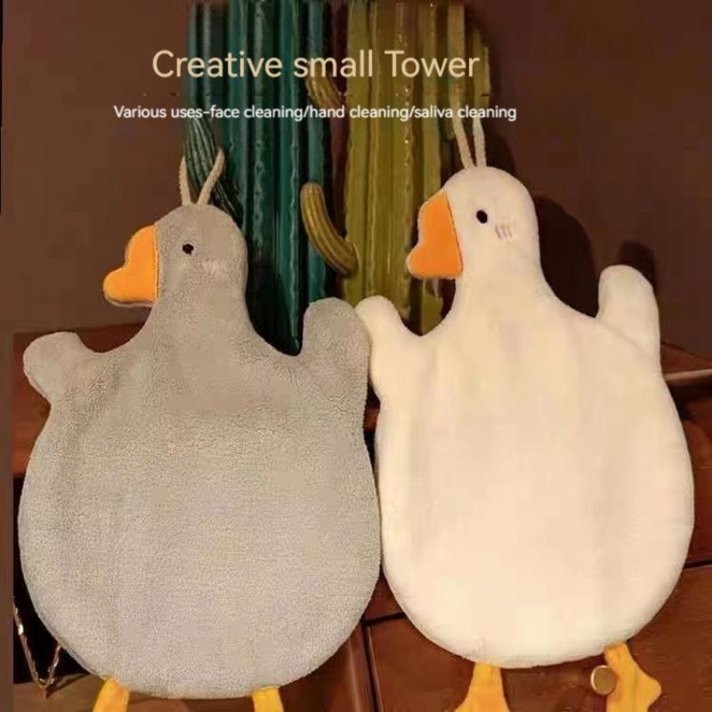 Cartoon Goose Hand Towel, Super Water Absorption & Quick Drying Hanging Towel for Kitchen, Bathroom, and Toilet