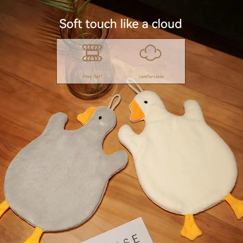 Cartoon Goose Hand Towel, Super Water Absorption & Quick Drying Hanging Towel for Kitchen, Bathroom, and Toilet