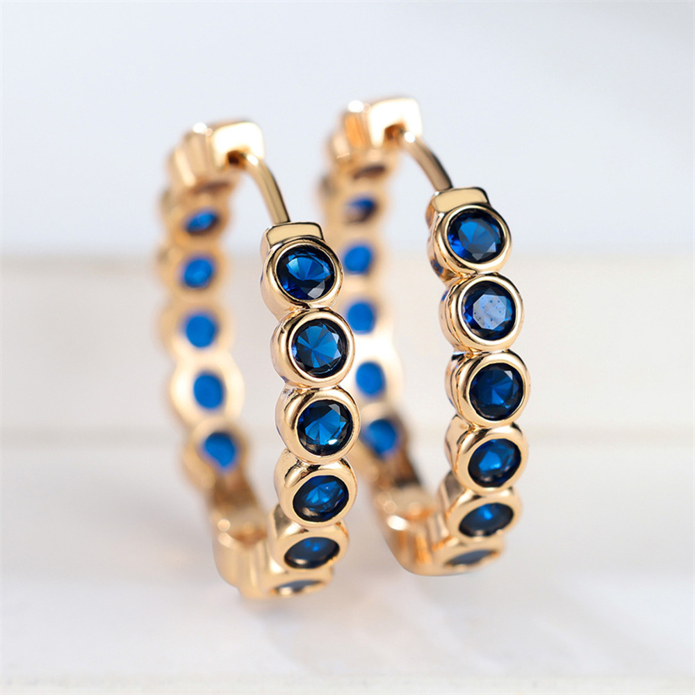Luxury Small Black Hoop Earrings,Gold Round Zircon Stone Studs for Women,Trendy Wedding Jewelry,Cute & Elegant
