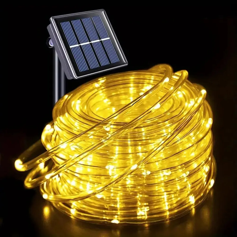Outdoor Solar Tube Rope LED Light Waterproof Garden Christmas Decoration Fairy String Light For Wed 6