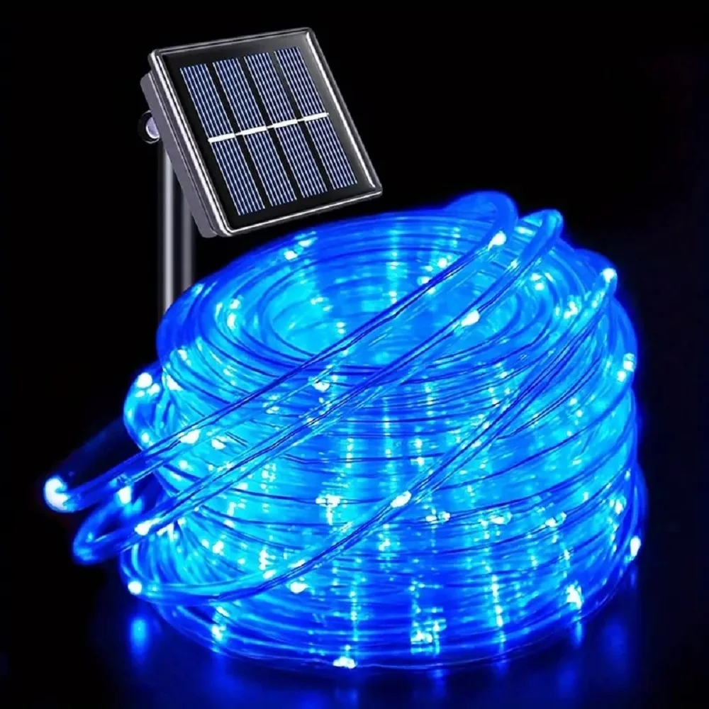 Outdoor Solar Tube Rope LED Light Waterproof Garden Christmas Decoration Fairy String Light For Wed 9