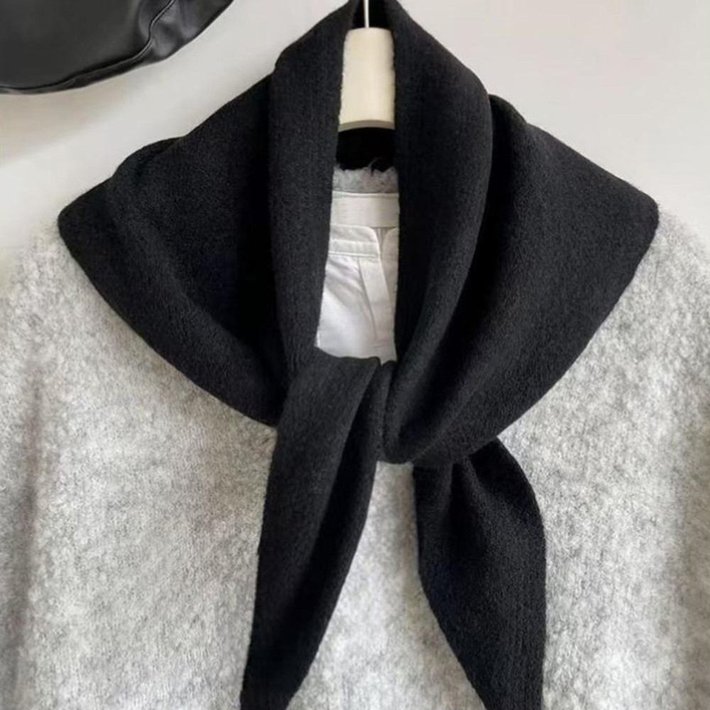 Soft Triangle Scarf, Winter Warm Pashmina, Bright Solid Color Thickened Shawl