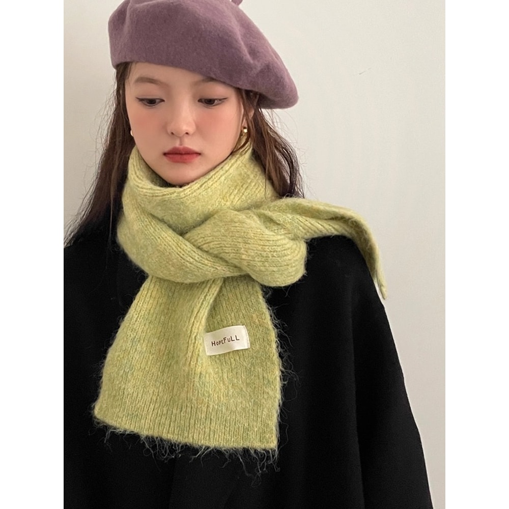 Pure Color Woolen Scarf, Versatile Winter Neck Warmer, New Knitted Yarn For Girls and Students