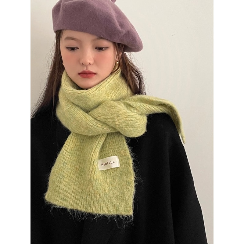 Pure Color Woolen Scarf, Versatile Winter Neck Warmer, New Knitted Yarn For Girls and Students