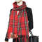 Classic Green and Red Plaid Scarf, Soft Cashmere Texture, Winter Shawl for Christmas and New Year