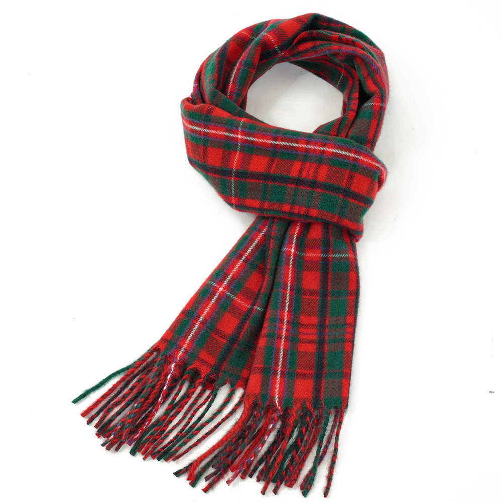 Classic Green and Red Plaid Scarf, Soft Cashmere Texture, Winter Shawl for Christmas and New Year