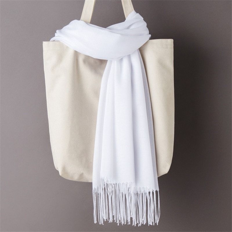 Luxury Solid Cashmere Scarf Winter Warm Shawl Wrap With Tassels Soft Pashmina For Women And Men 2