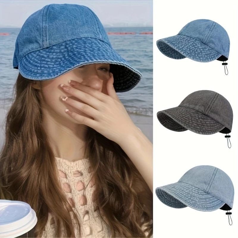 Adjustable Summer Sun Cowboy Hat Foldable Wide Brim Women Bucket Hat UV Protection Panama Ponytail 4