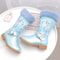 Warm Disney Girls' Leather Boots, Cartoon Frozen Elsa High Zipper Boots, Plush Winter Boots for Children, Princess Boots