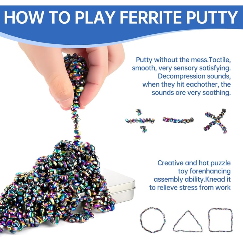 Magnetic Fidget Balls Ferrite Bead Putty Weak Magnet Stress Reliever AntiAnxiety Toy For Adults Aut 4