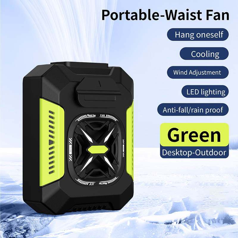 USB Rechargeable Portable Waist Clip Fan Powerful Air Cooler With LED Light Outdoor Camping Waist F 6