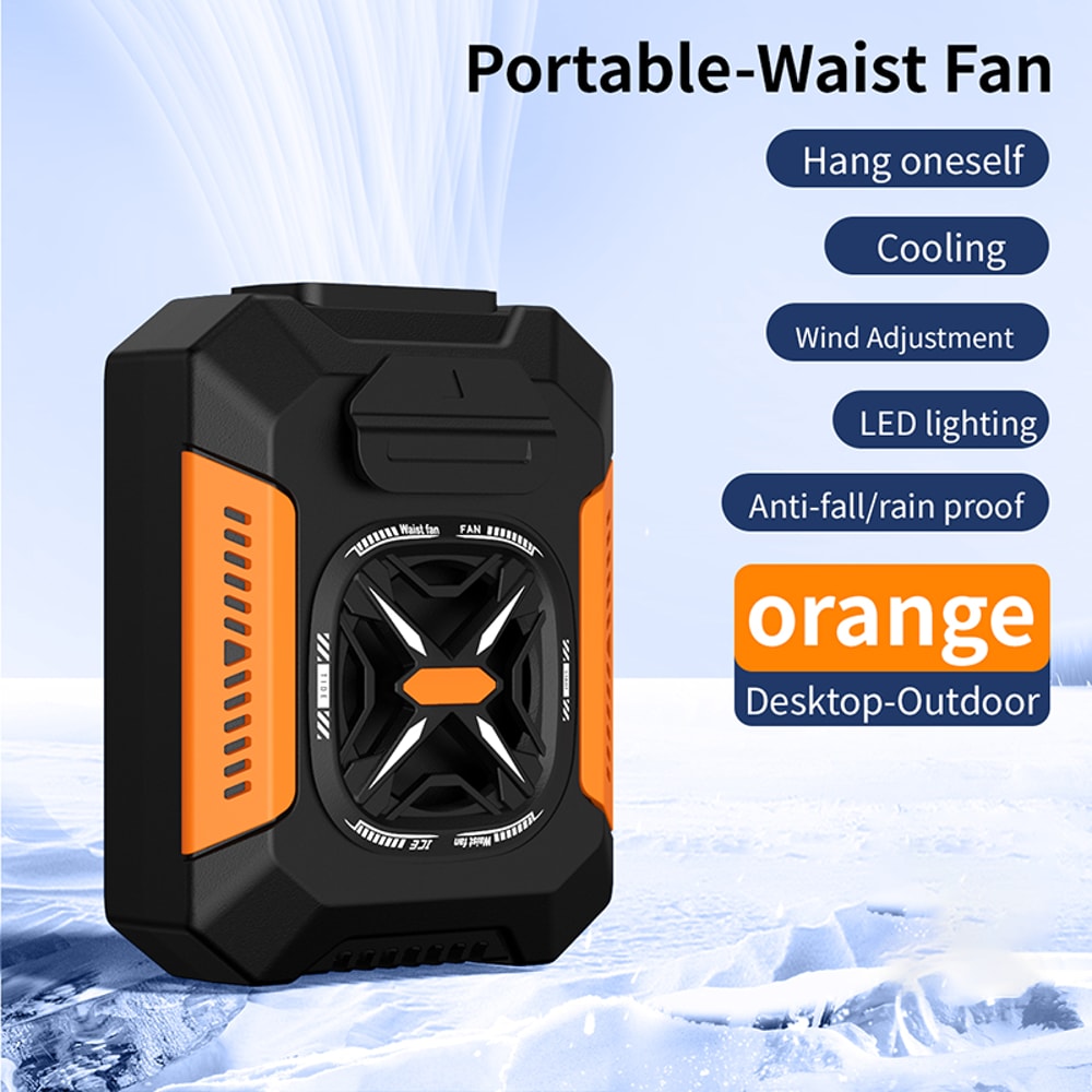 USB Rechargeable Portable Waist Clip Fan Powerful Air Cooler With LED Light Outdoor Camping Waist F 7