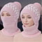Windproof Coldproof Thicken Balaclava Cap Plush Fur Lined New Style Female Pompoms Winter Hat Keep 0