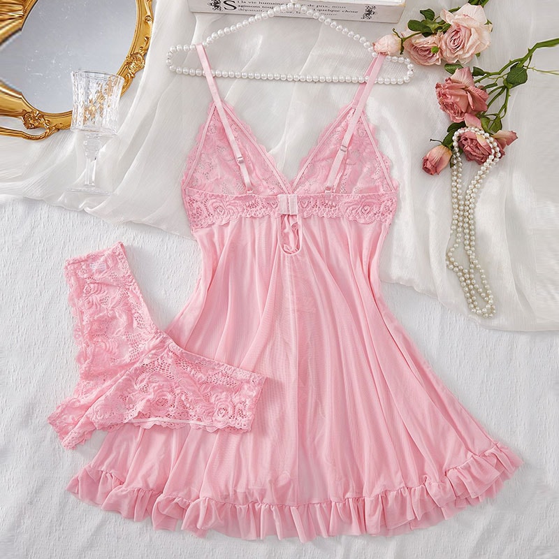 Womens Sexy Pyjamas Lingerie Suspender Suit Summer Nightgown Ultrathin Lace Thong Sets Hot Sleepwea 1