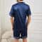 Men Satin Summer Sleepwear Pajama Set ButtonDown Shirt Elastic Waist Shorts Comfortable Pajamas Fo 0