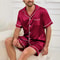 Men Satin Summer Sleepwear Pajama Set ButtonDown Shirt Elastic Waist Shorts Comfortable Pajamas Fo 6