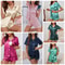 Sleepwear Summer Short Sleeve Luxurious Satin Pajama For Women ButtonUp Lapel Collar Shorts Pyjama 4