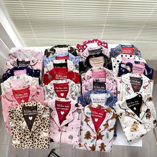 Warm Thick Autumn Winter Women PJs, Cotton Ground Wool Sleepwear, Cartoon Long Sleeve Pants Pajamas, Ladies Homewear