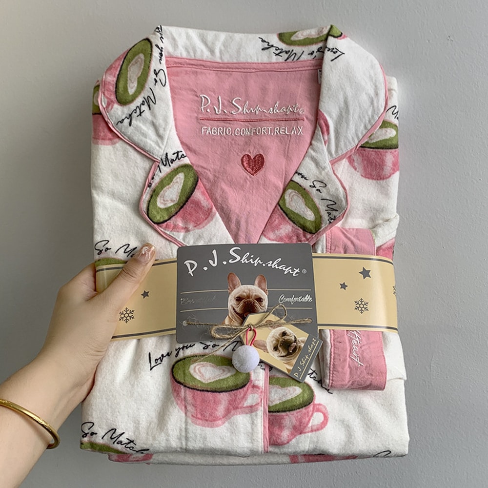 Warm Thick Autumn Winter Women PJs Cotton Ground Wool Sleepwear Cartoon Long Sleeve Pants Pajamas L 5