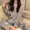 Womens Winter Home Clothes Set Thiened Long Sleeve Coral Fleece Pajamas Cute Cartoon Print Sleepwea 2