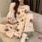 Womens Winter Home Clothes Set Thiened Long Sleeve Coral Fleece Pajamas Cute Cartoon Print Sleepwea 3