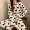 Womens Winter Home Clothes Set Thiened Long Sleeve Coral Fleece Pajamas Cute Cartoon Print Sleepwea 6