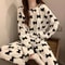 Womens Winter Home Clothes Set Thiened Long Sleeve Coral Fleece Pajamas Cute Cartoon Print Sleepwea 6